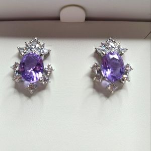 RARE RETRO - Lab Created Light Amethyst on Rhodium Plating.